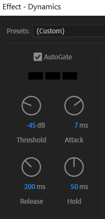 Noise gate settings in Adobe Audition