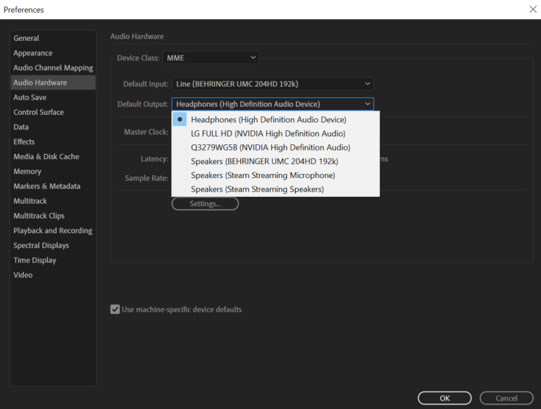 Modification Input Device How to Change Input and Output Devices in Adobe Audition? - Voice Over Tip